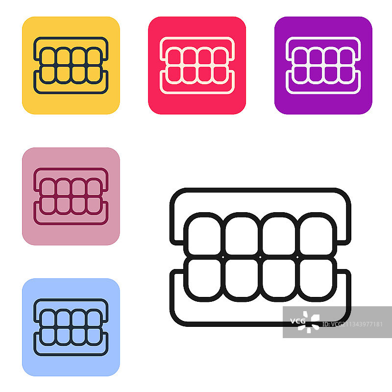 白色背景上的黑色假牙图标图片素材