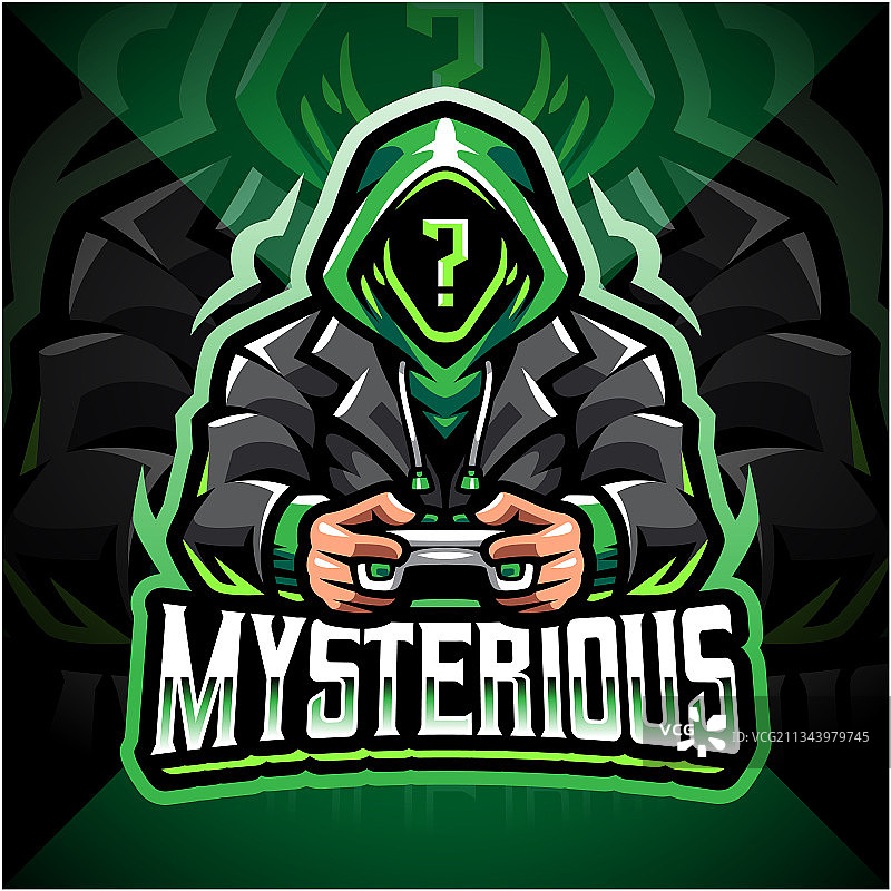 神秘游戏玩家电竞吉祥物Logo设计图片素材