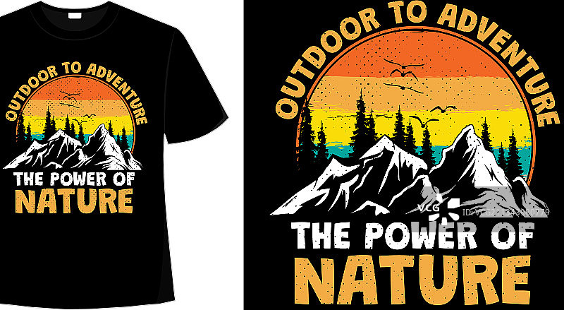 户外探险松树T恤图片素材