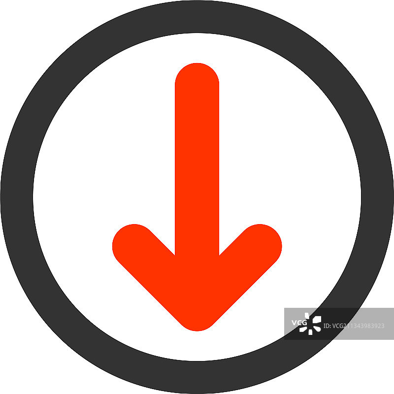 圆形向下箭头扁平图标图片素材