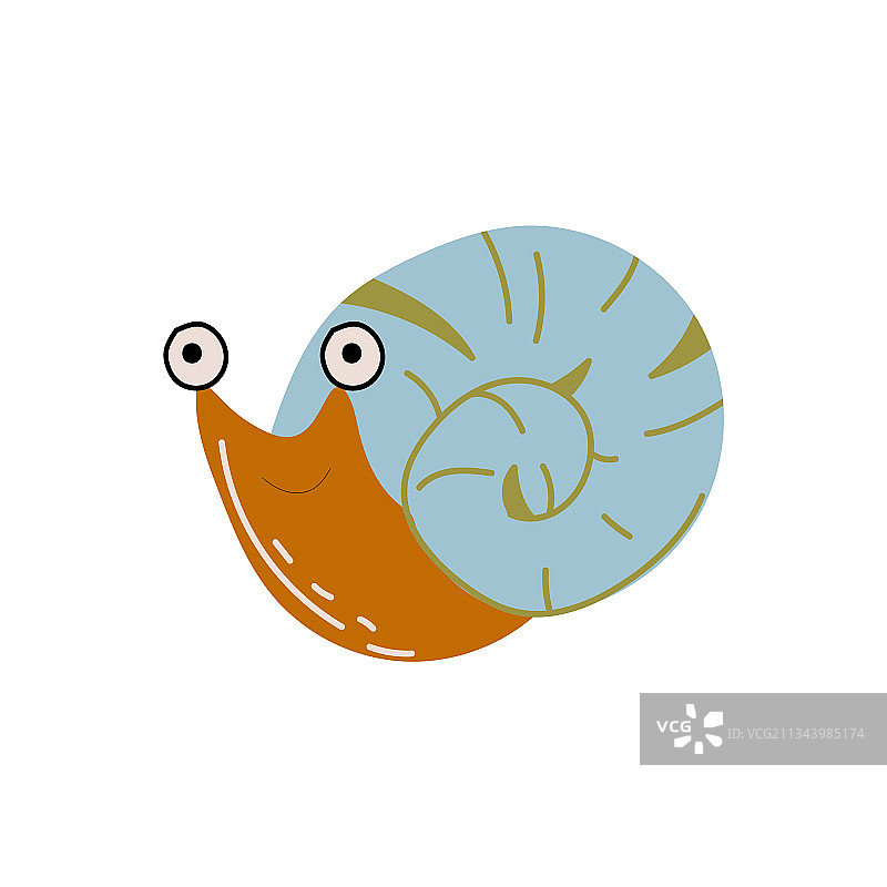 蓝色外壳蜗牛动物儿童印花图片素材