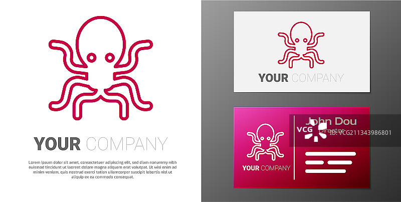 白色背景上的章鱼线条标志图片素材