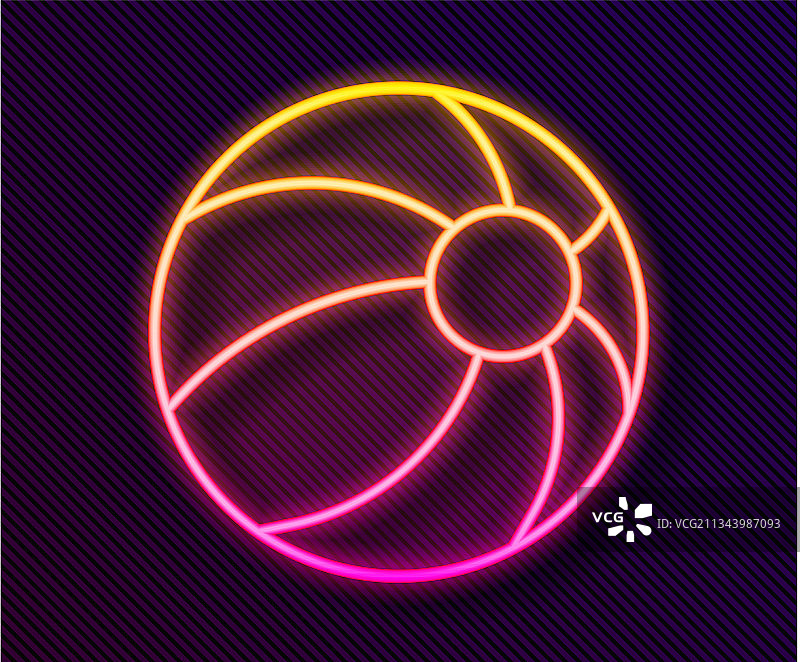 发光的霓虹灯沙滩球线性图标图片素材