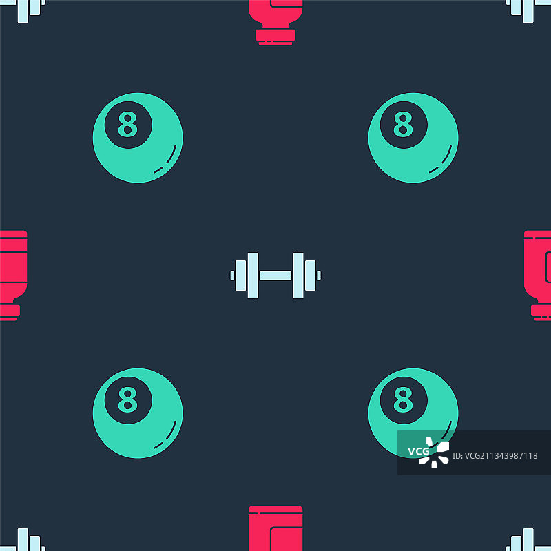 运动营养套装：哑铃与台球图片素材