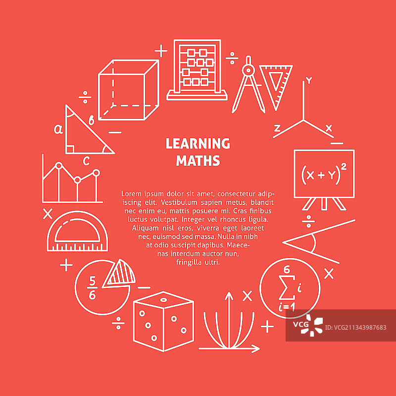 学习数学圆形banner线条风格图片素材