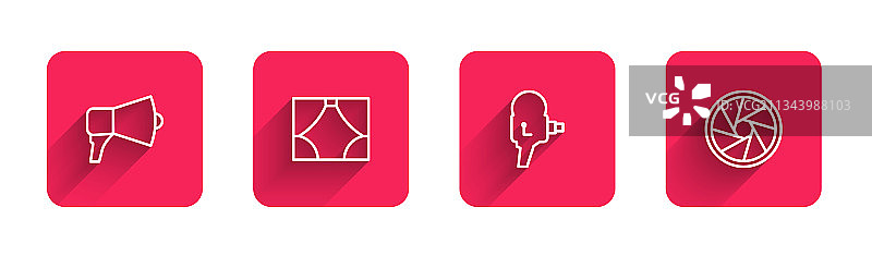 喇叭、幕布与复古电影摄影机图片素材