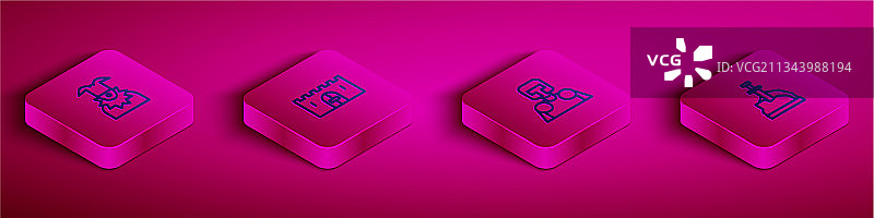 2.5D小丑头像中世纪城堡线条图标图片素材