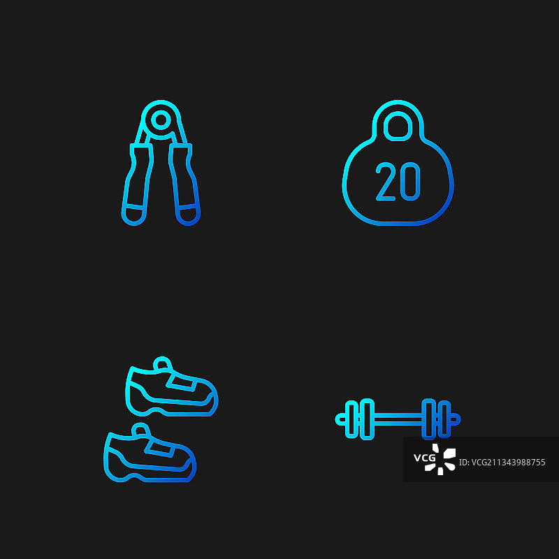 杠铃、运动鞋、扩胸器线条集图片素材