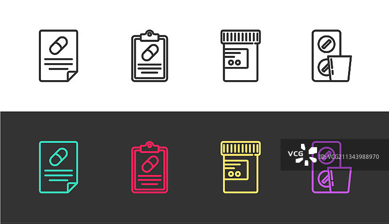 医疗处方药瓶线条组合图片素材