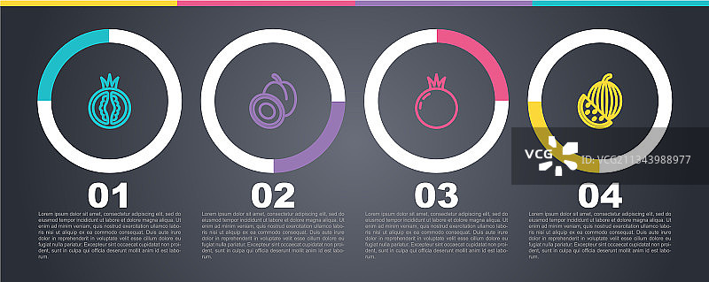 一组线条：番茄、李子、西瓜等水果图片素材