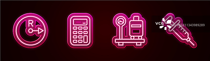 半径计算器与行李箱系列图标图片素材