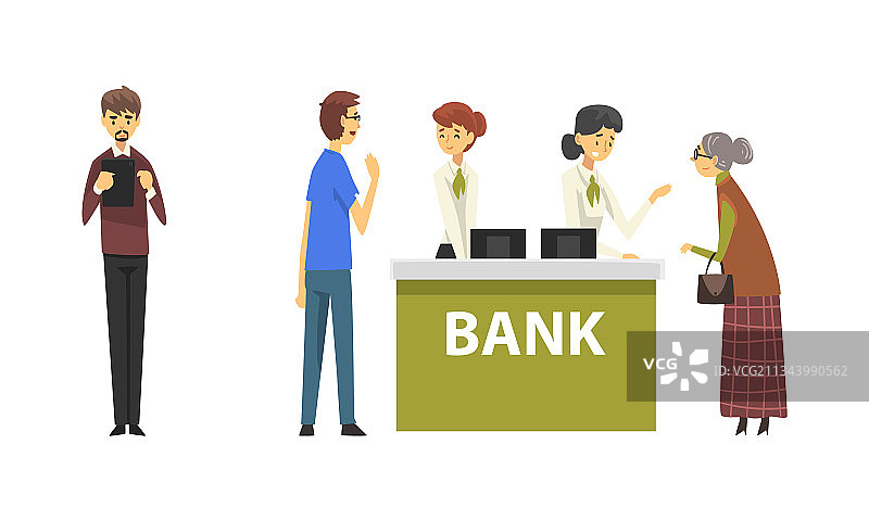 人们在银行获得服务图片素材
