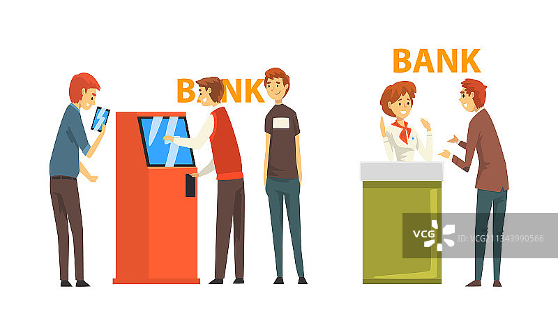 人们在银行获得服务图片素材