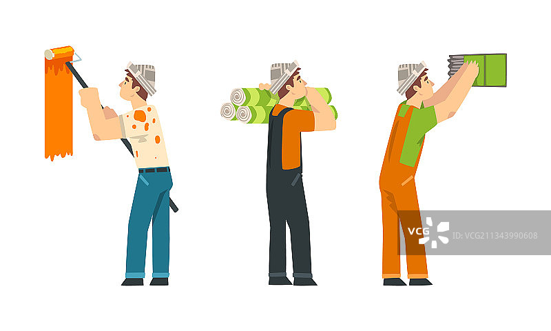 在家装修的男建筑工人图片素材