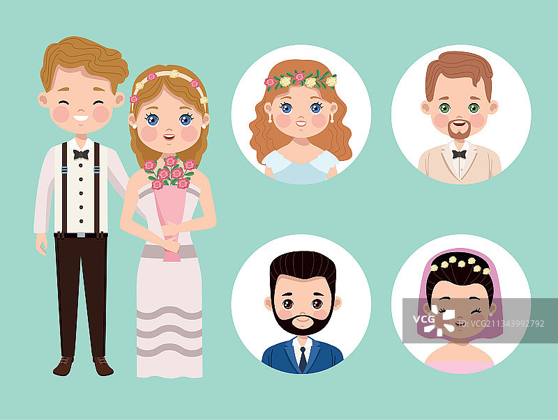 六个婚礼人物图片素材