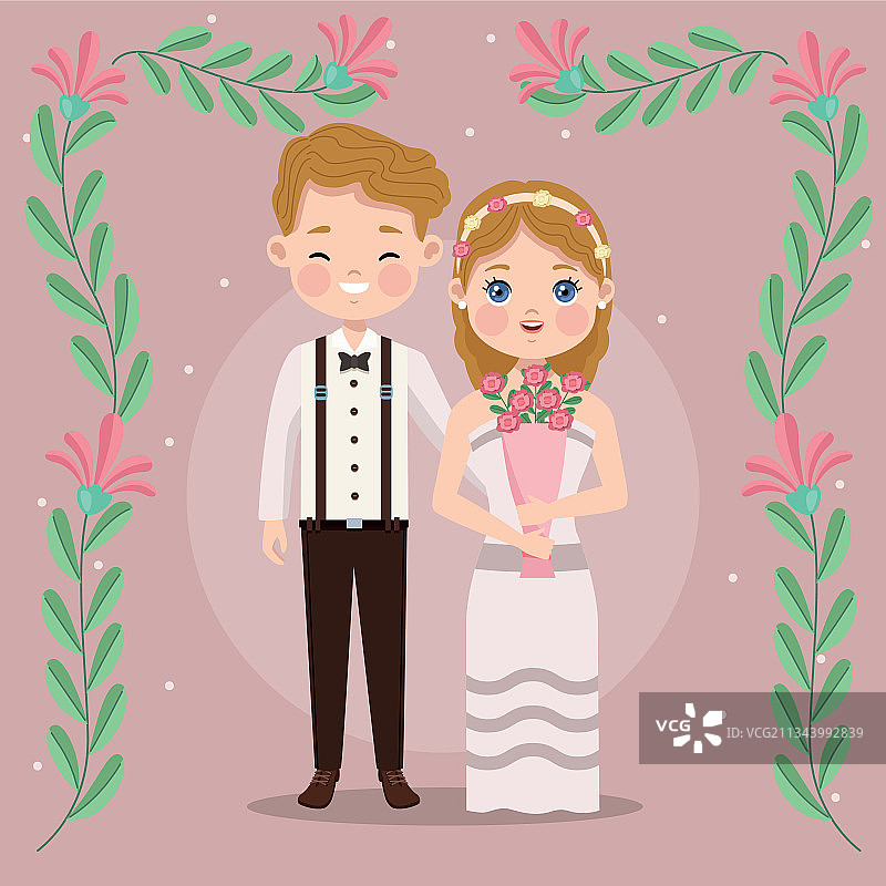 婚礼夫妇和鲜花图片素材