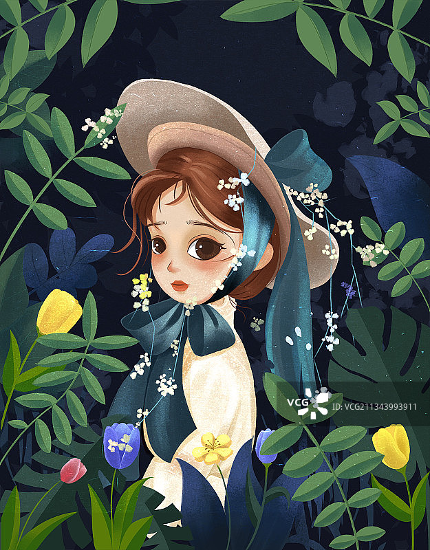 手绘森系插画图片素材