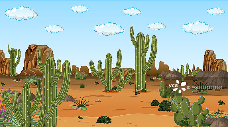 白天场景的沙漠森林景观图片素材