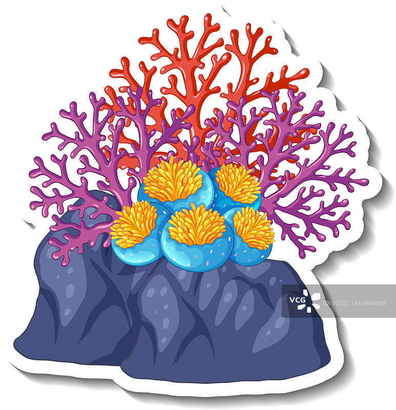 珊瑚海洋元素贴纸模板图片素材