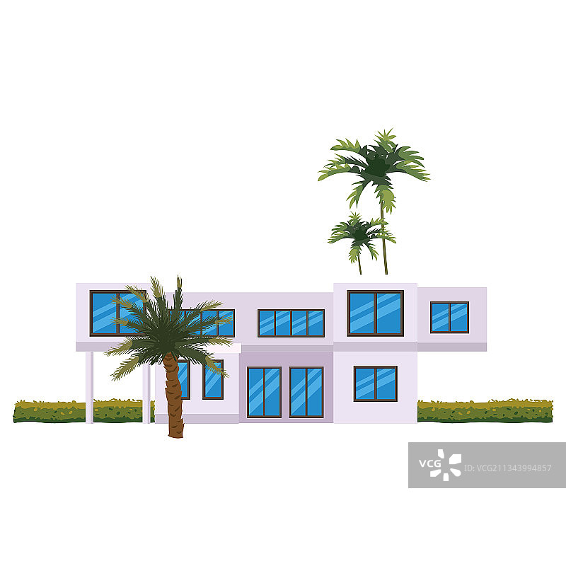 热带树木环绕的住宅图片素材