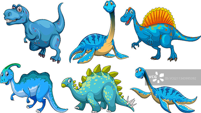 蓝色恐龙卡通角色图片素材