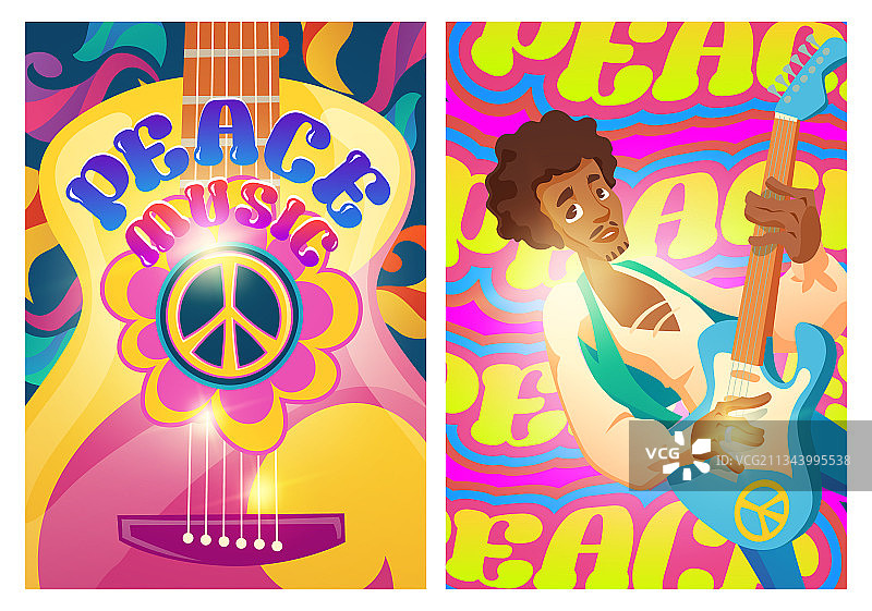 嬉皮士和平音乐海报图片素材