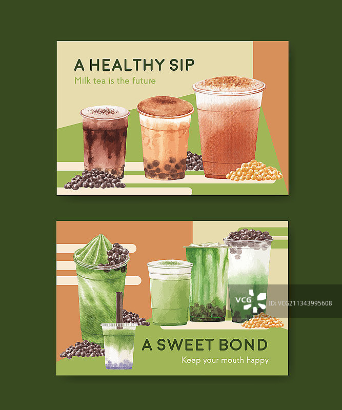 具有珍珠奶茶概念的Facebook模板图片素材