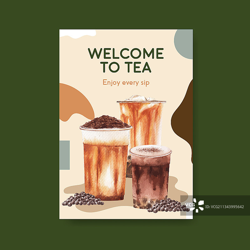 珍珠奶茶概念海报模板图片素材