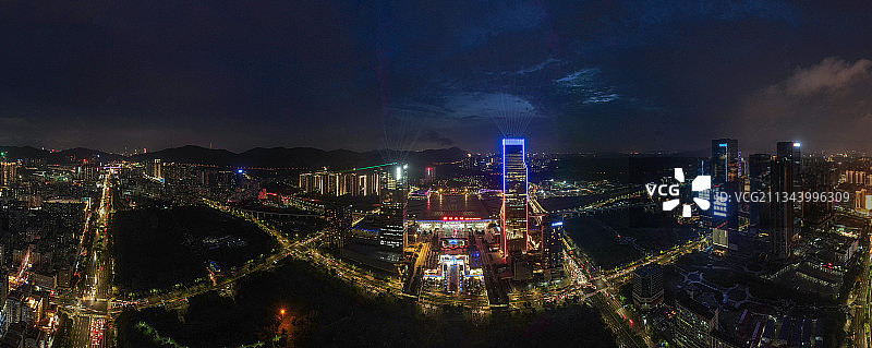 深圳北站航拍全景夜景图片素材