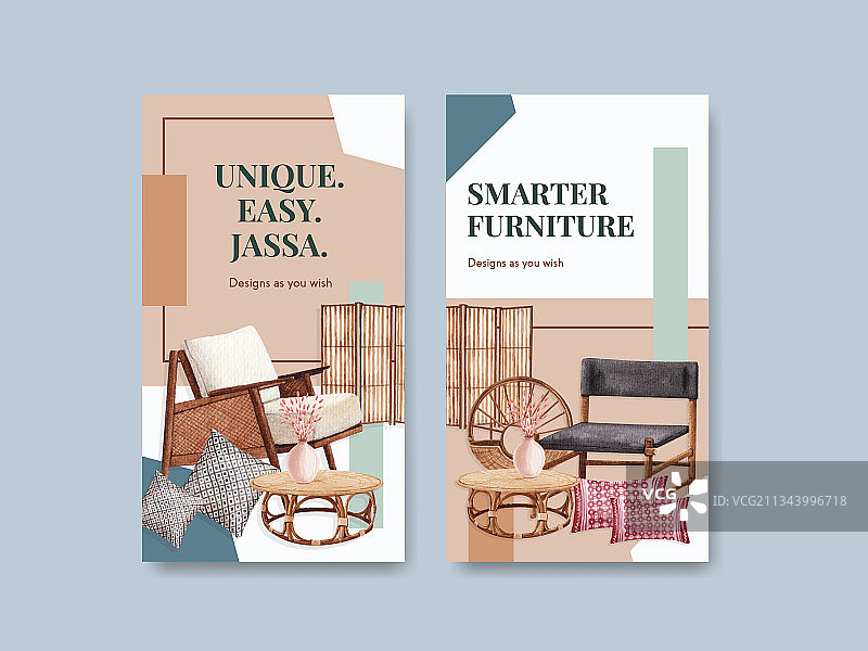 具有jassa家具概念的Instagram模板图片素材