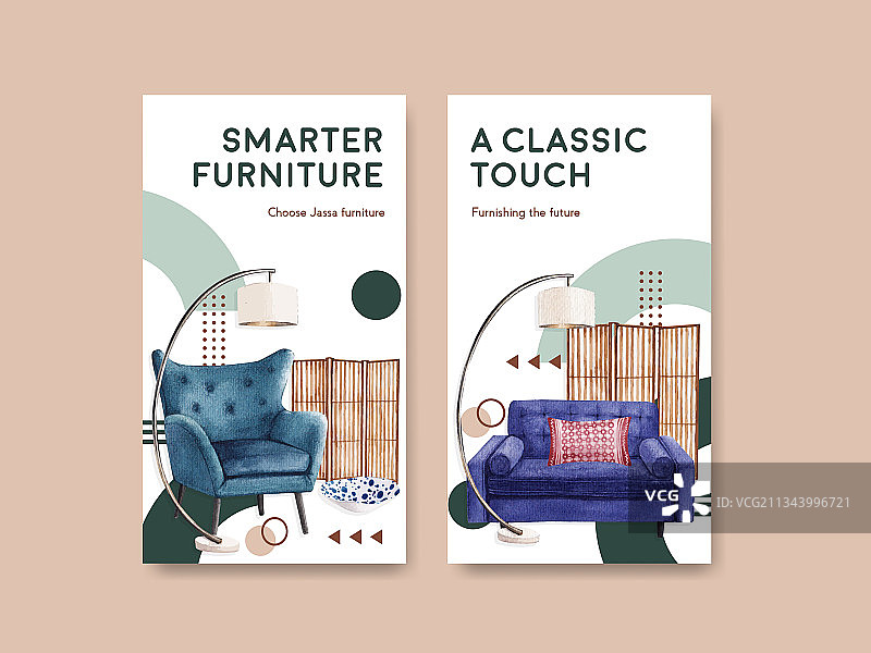 具有jassa家具概念的Instagram模板图片素材
