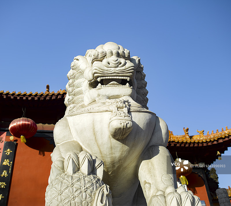 河北省石家庄市赵县栢林禅寺石狮子图片素材