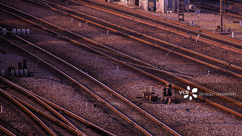 铁轨 晚霞 轨道交通图片素材