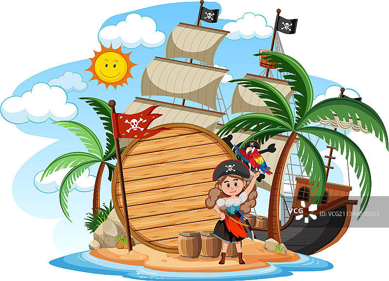 海盗岛与空白banner图片素材