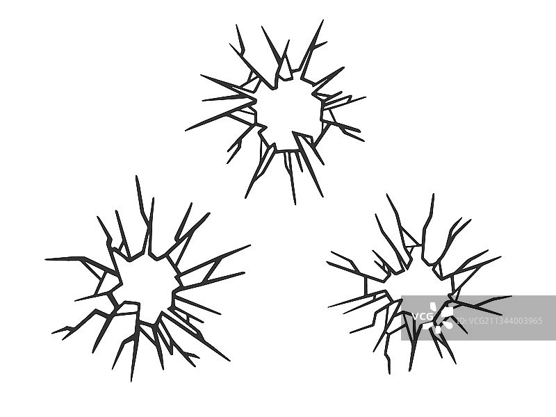 玻璃线条艺术草图中的弹孔图片素材