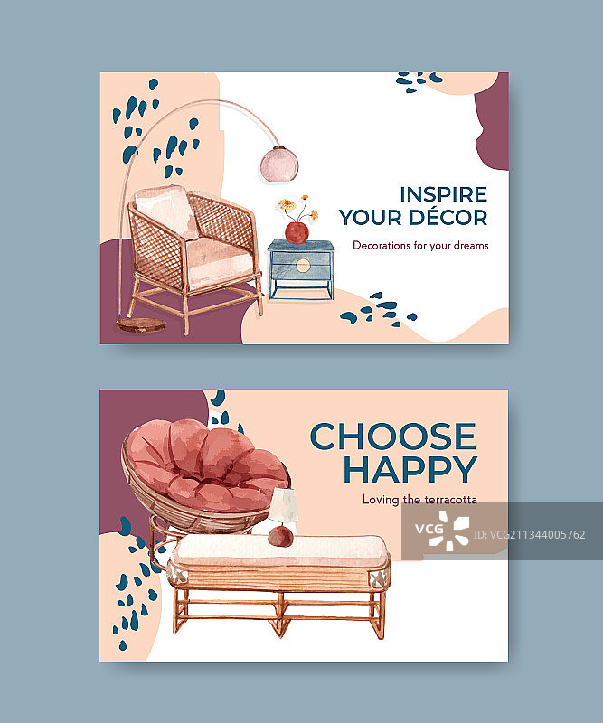 带有赤陶装饰概念的Facebook模板图片素材