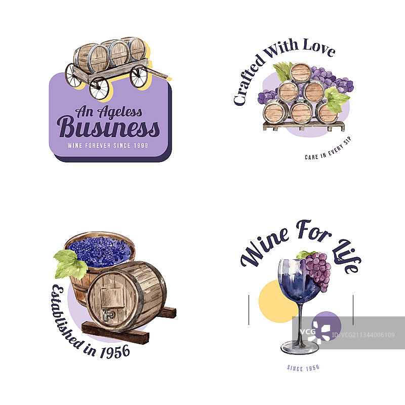 葡萄酒庄园概念品牌logo设计图片素材