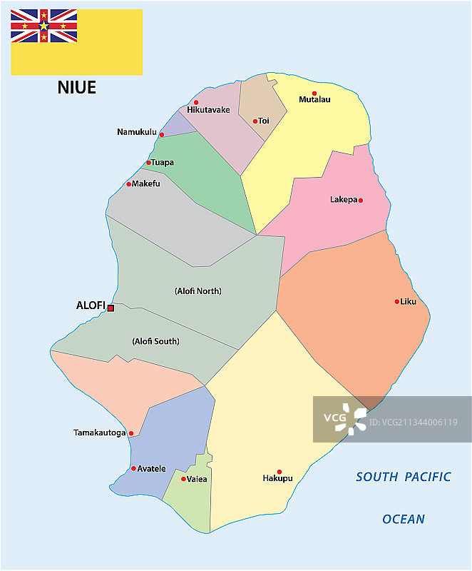 纽埃岛行政地图图片素材