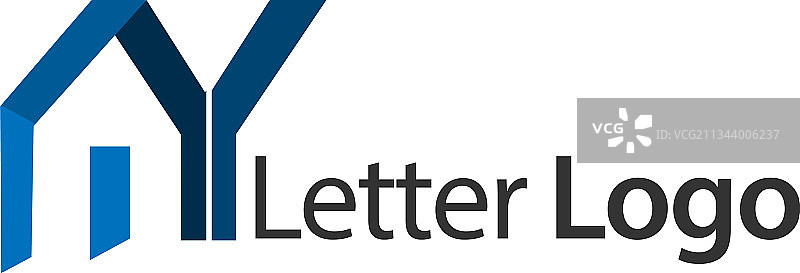 Y字母房屋图案logo模板，现代纸张字体图片素材