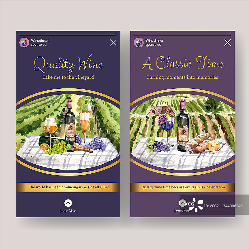 葡萄酒庄园概念Instagram模板图片素材