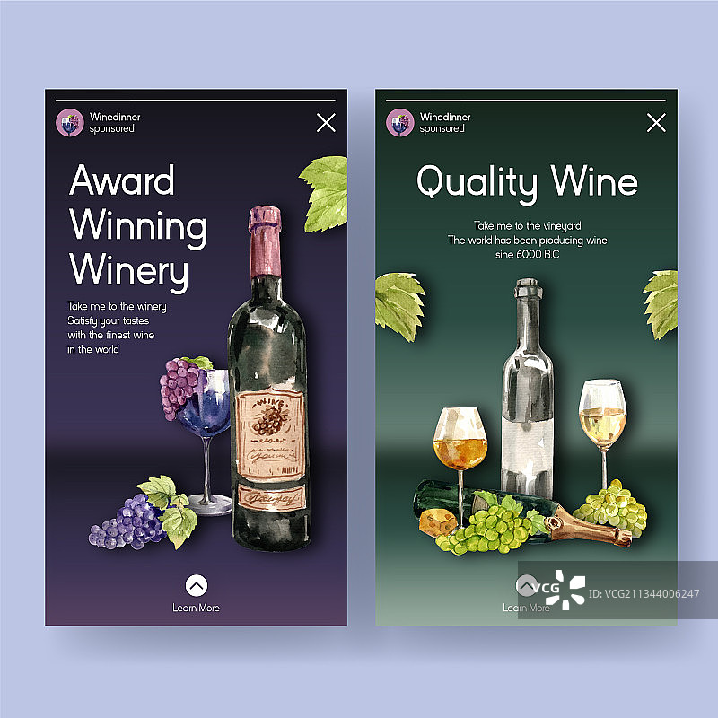 葡萄酒庄园概念Instagram模板图片素材