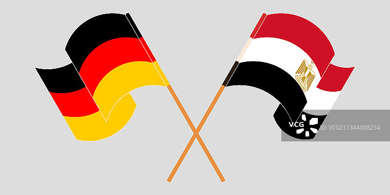 埃及与德国交叉挥舞的旗帜图片素材