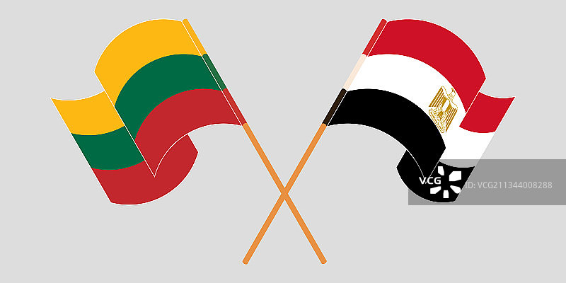 埃及与立陶宛交叉挥舞的旗帜图片素材