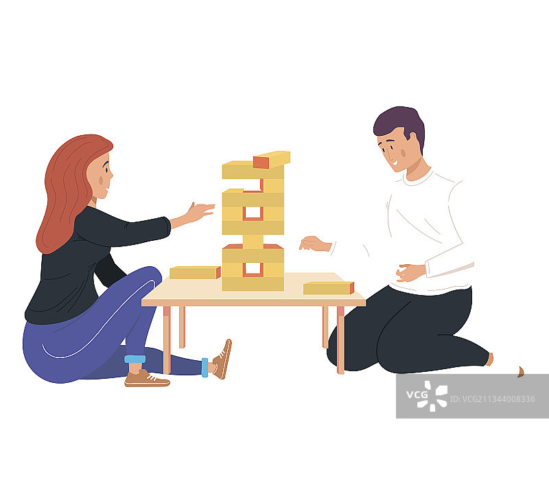 在家玩积木的情侣图片素材