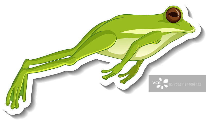 绿色青蛙跳跃贴纸模板图片素材