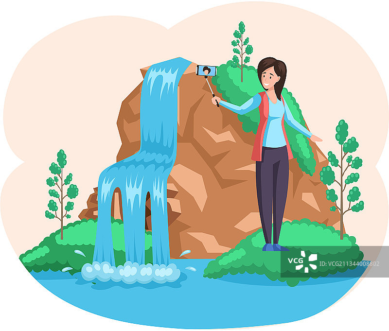 公园山区自然景观中的瀑布图片素材