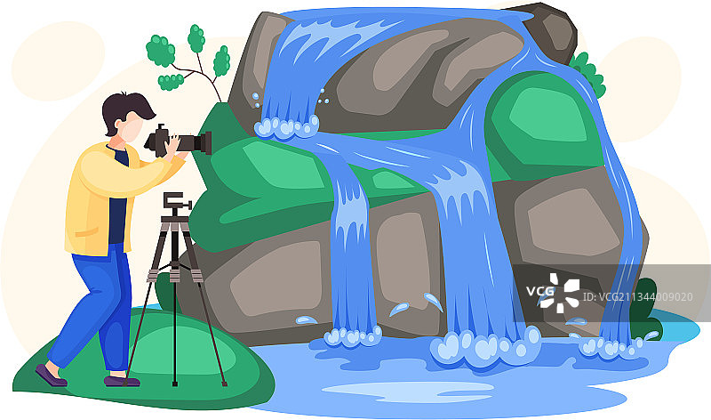 公园山区自然景观中的瀑布图片素材