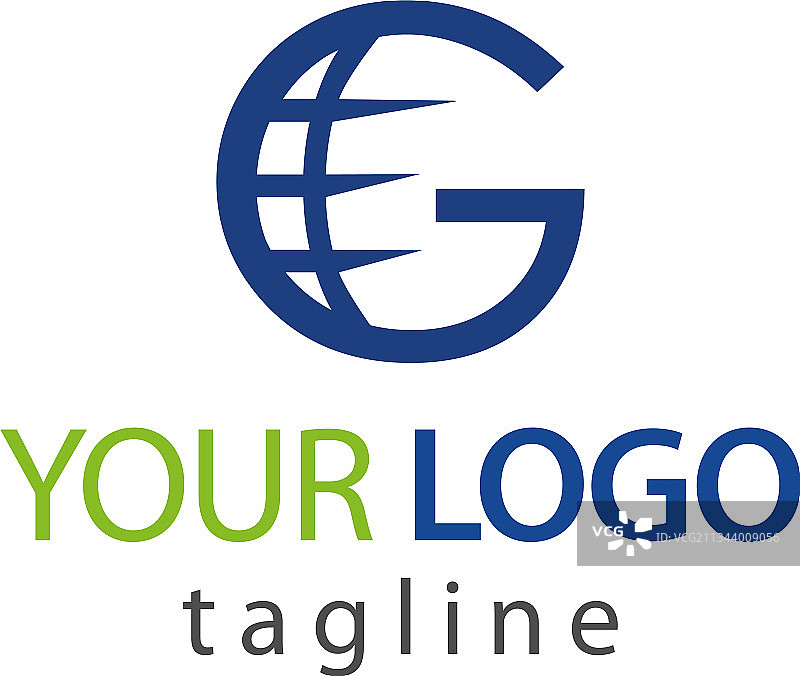 白色背景上的字母G与地球图片素材