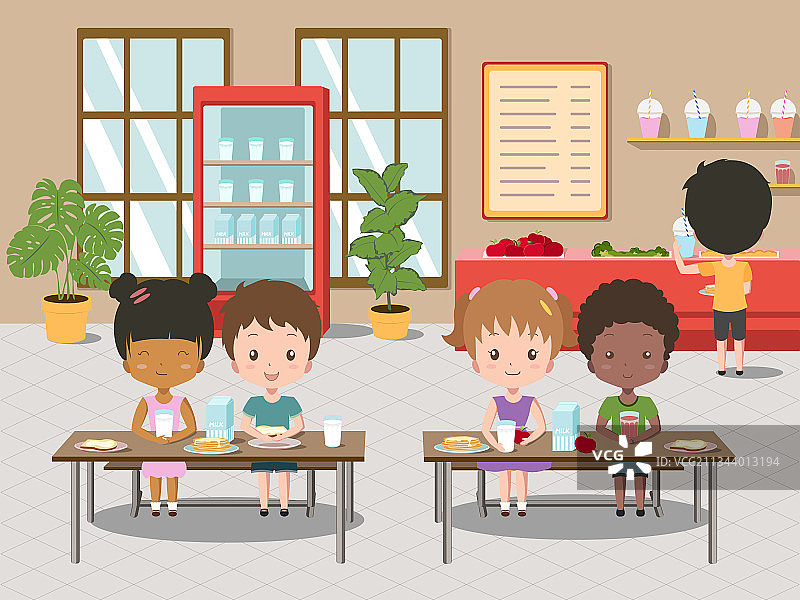 学校早餐自助餐厅图片素材