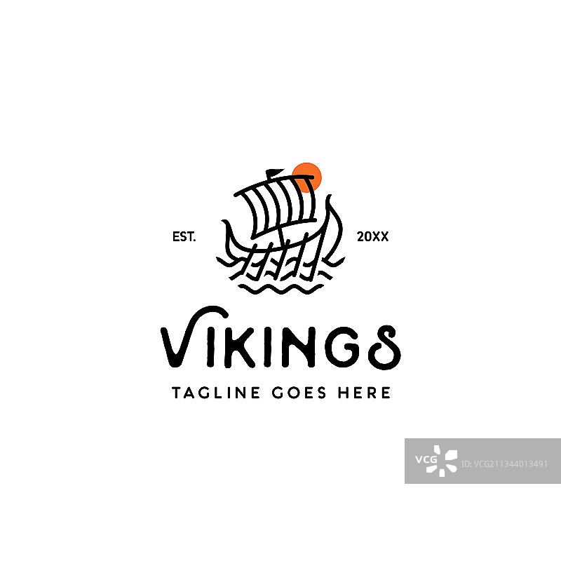单线维京船logo图片素材